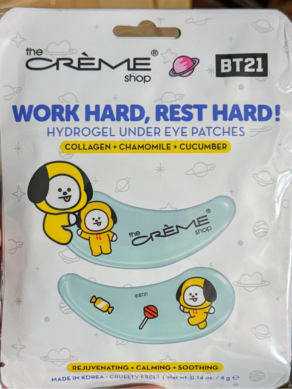 the CRÈME Shop BT21 Hydrogel Under Eye Patches - Mint (3 sets)